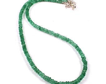 Top Quality Emerald Necklace|AAA++ Natural Emerald Faceted Rondelle Beads|Zambia Emerald Faceted Rondelle Beads| Real Gemstone Jewelry