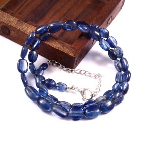 Top Quality Kyanite Beads| Kyanite Smooth Beads| Kyanite Gemstone Beads| Blue Kyanite Nuggets Beads| Kyanite Plain Oval Shape Beads Necklace