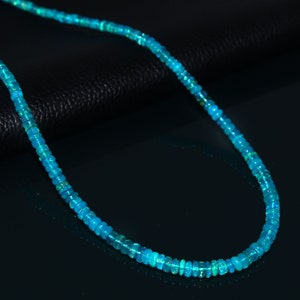 Collana in opale Paraiba/Perle di opale etiope naturale/Perle rondelle in opale/Perle rondelle lisce in opale/Opale Welo/Opale di fuoco/Gioielli in opale da 16"