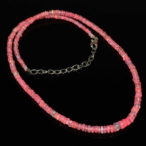 Natural Ethiopian Pink Opal Beads Necklace| AAA+ Opal Beads Necklace| Welo Fire Pink Opal Beads Necklace| Pink Ethiopian Opal Beads| image 6