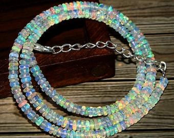 Collar de cuentas de ópalo etíope natural/Collar de cuentas de ópalo AAA+/Collar de cuentas de ópalo de fuego Welo/Cuentas de ópalo etíope/16 pulgadas/Regalo para ella