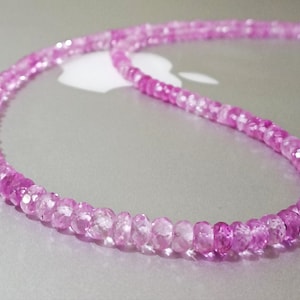 Pink Sapphire Beads AAAA+ QUALITY 5-8mm Pink Sapphire Faceted Rondelle Beads Sapphire Gemstone Beads Faceted Beads Faceted Sapphire Necklace