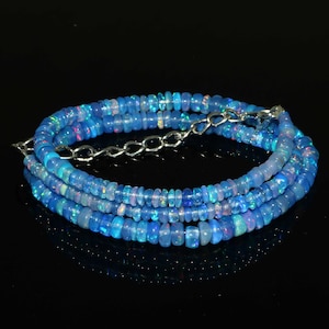 Natural Ethiopian Blue Fire Opal Beads Necklace| AAA+ Opal Beads Necklace| Welo Fire Blue Opal Beads Necklace| Blue  Ethiopian Opal Beads