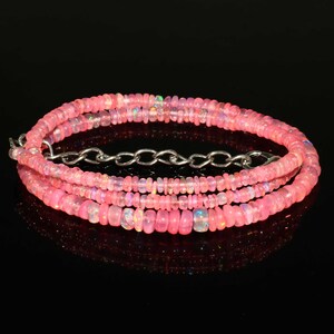 Natural Ethiopian Pink Opal Beads Necklace| AAA+ Opal Beads Necklace| Welo Fire Pink Opal Beads Necklace| Pink Ethiopian Opal Beads| image 2