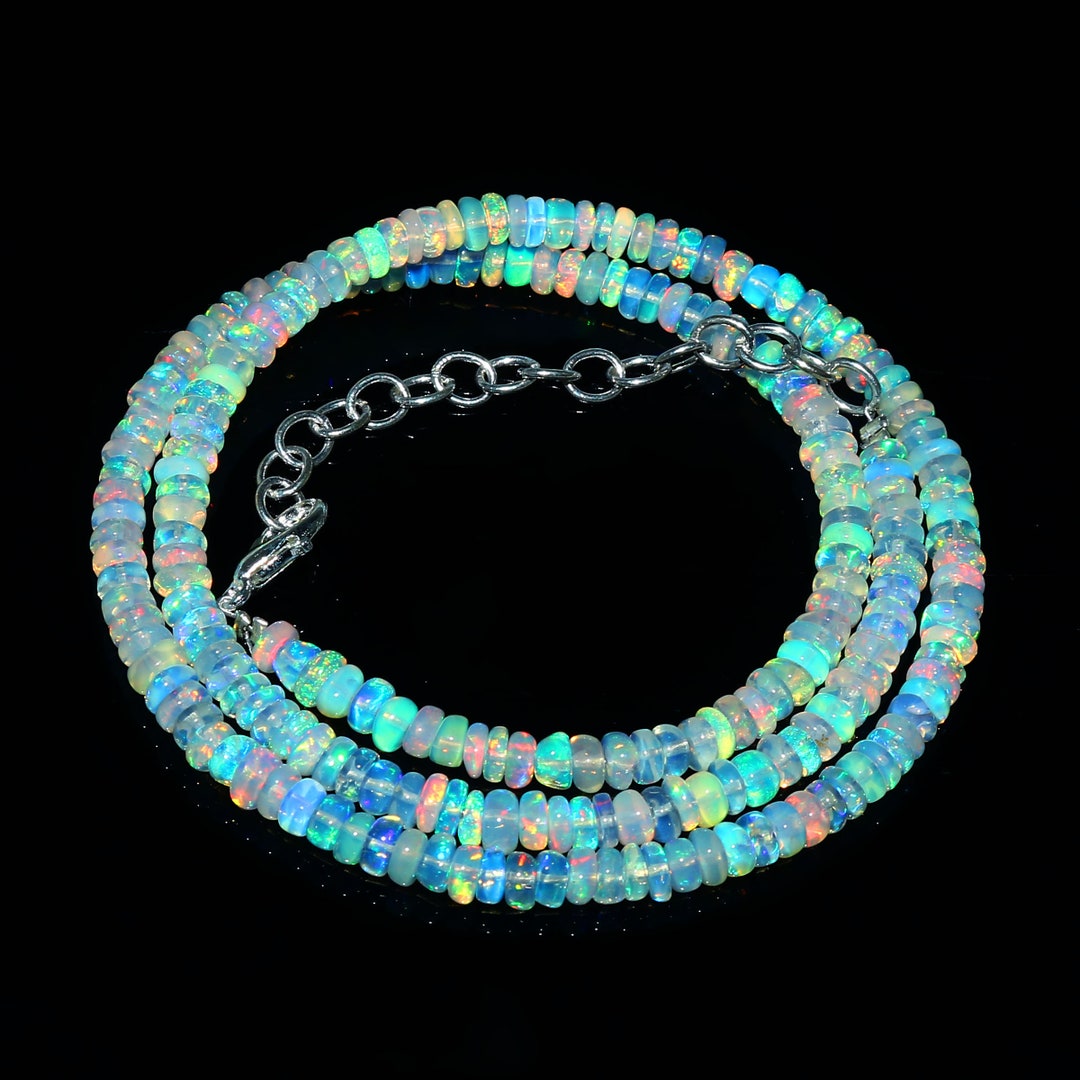 Ethiopian Opal Beads Necklace Rondelle Opal Beads Welo Fire Opal ...