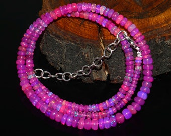 OPAL NECKLACE'S|AAA+Ethiopian Welo Opal|Pink Opal|Opal Beads Necklace|Opal Bead Strand|Welo Fire Opal Necklace|16" Ethiopian Opal Necklace