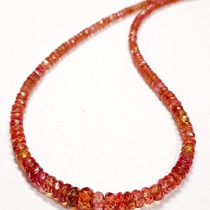 AAA++ QUALITY-Extremely Beautiful Sparkling Orange Sapphire Faceted Rondelle Beads Necklace| Sapphire Gemstone Beads| Orange Sapphire Beads