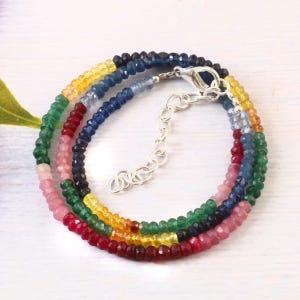 100% Natural Multi Sapphire Beads Necklace| AAA+ Multi Sapphire Faceted Rondelle Beads| Natural Sapphire Faceted Beads| Multi Colour Beads,