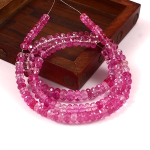 Pink Sapphire Faceted Rondelle Beads Sparkling Sapphire Gemstone Beads Sapphire Beads Strand Wholesale Sapphire Beads AAA+ Gift For Her