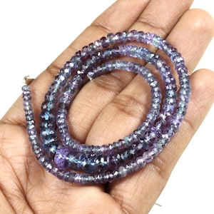 TOP QUALITY-Full Sparkling Alexandrite Faceted Rondelle Beads Purple Green Color Alexandrite Gemstone Beads| Alexandrite Necklace 3.5-6 MM