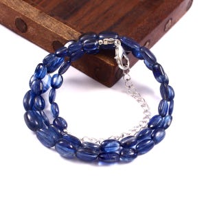 Top Quality Kyanite Beads| Kyanite Smooth Beads| Kyanite Gemstone Beads| Blue Kyanite Nuggets Beads| Kyanite Plain Oval Shape Beads Necklace