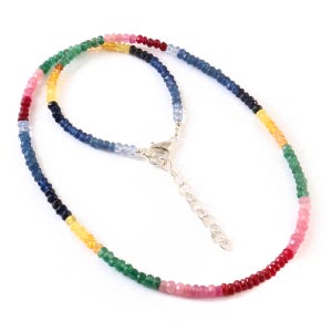 100% Natural Multi Sapphire Beads Necklace| AAA+ Multi Sapphire Faceted Rondelle Beads| Natural Sapphire Faceted Beads| Multi Colour Beads