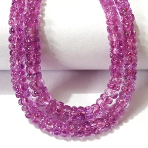 Rarest Pinkish Purple Sapphire Beads AAA+++ Sapphire Carved Rondelle Beads 4X5 MM Carved Melon Beads Pink Sapphire Pumpkin Beads Necklace