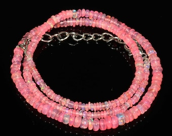 Natural Ethiopian Pink Opal Beads Necklace| AAA+ Opal Beads Necklace| Welo Fire Pink Opal Beads Necklace| Pink Ethiopian Opal Beads|