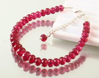 Natuurlijke gefacetteerde robijnarmband sierlijke armband robijn gefacetteerde edelsteen rondelle kraal AAA robijnrode armband delicate armband voor vrouwen robijnrode sieraden