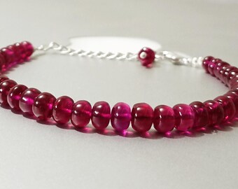 Natuurlijke gladde robijnrode armband sierlijke armband robijn gefacetteerde edelsteen rondelle kralen robijnrode armband delicate armband voor vrouwen robijnrode sieraden