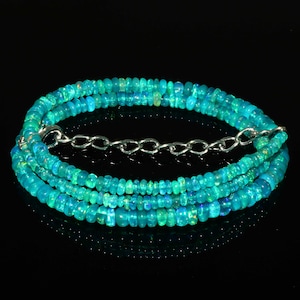 AAA+ Quality Natural Paraiba Opal Necklace| Natural Ethiopian Opal Beaded Necklace| Paraiba Opal Beads Necklace| Welo Opal Necklace| 16 Inch