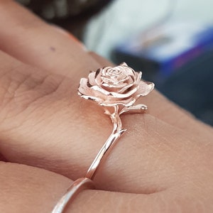 925 sterling silver Rose ring, Rose diamond ring, Flower pattern ring, Diamond ring, Women rose ring jewellery, Engagement ring, Rose ring