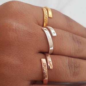 Dainty Engraved Minimalist Ring / Personalized Rings for Her / Custom Name Ring / Everyday Gold Ring For Her / Anniversary Birthday Gift