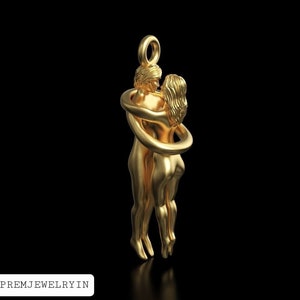 Woman/Woman Embrace Puzzle Pendant-Sterling Silver, Lesbian pendant, Lesbian necklace, Silver Lesbian jewelry.