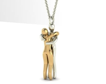 Sterling Silver Hug Pendant, Anniversary Gift, 925 Hallmark