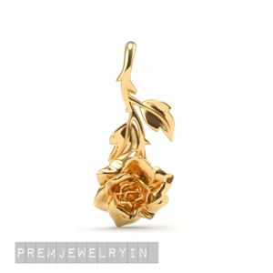 925 sterling silver  Rose Pendant Chain for Men&#39;s and women&#39;s, Rose Necklace Gold Rose Pendant.