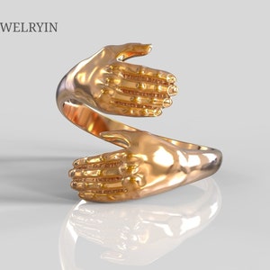 925 sterling silver Love Hug Ring - Waterproof Gold Ring - Cute Hug Ring - Stackable Ring - High Quality - Gift For Her - Friendship Gift.