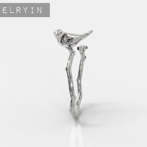 925 Starling silver Handmade Adorable Silver Bird Ring, Adjustable Luxury Gift for Bird Lovers, Elegant Design High Quality Jewelry