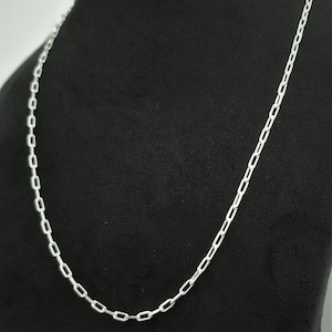 Sterling Silver Paper Clip Chain, 925 Silver Paperclip Chain, Rectangle Drawn Cable Chain, Lobster Cable Chain, 3mm ,16&quot; to 30&quot; chain