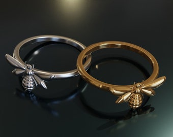 Handgemaakte sterlingzilveren honingbijring: sierlijke zegelring