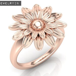 925 Starling silver Handmade Flower Ring, Chamomile Ring, Flower Ring for Flower lover, Vegan & Organic Women and Girls