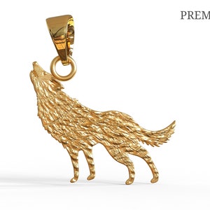 May include: A gold-colored wolf pendant charm with a textured surface. The pendant is attached to a gold-colored chain with a lobster clasp.
