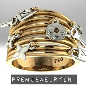 Anillo de dije hecho a mano en plata esterlina 925, anillo con inicial, anillo con dije colgante, regalo para ella, anillo personalizado.