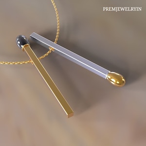 Match Necklace Matchstick Necklace Match Jewelry Fire Jewelry Match Stick Charm Necklace Match Pendant Necklace Personalized Initial Gift
