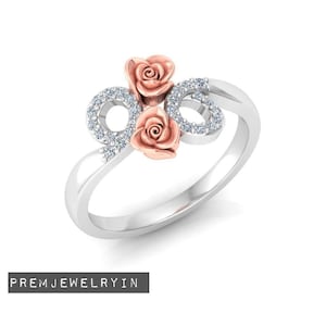 925 anillo de rosa de compromiso solitario de plata esterlina, anillo de rosa propuesto, anillo de diamantes de rosa, anillo de patrón de flores, anillo, anillo de compromiso.
