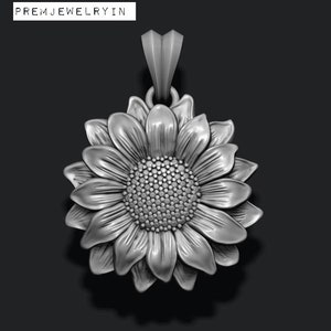 925 Silber Sonnenblume Charm Halskette | Handarbeit | Sonnenblume Geschenke | Blumen | Weihnachtsschmuck | Blume | Minimal | Süß | Personalisiertes Geschenk