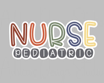 Pediatric Nurse design primary colors minimalist design for RN or LPN working with kids. png and svg files digital download