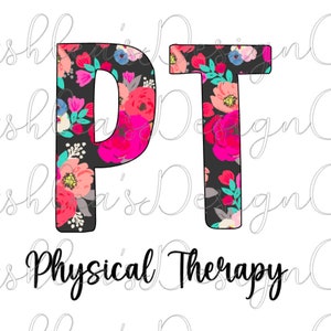 fisioterapia PT svg PT png descarga digital floral