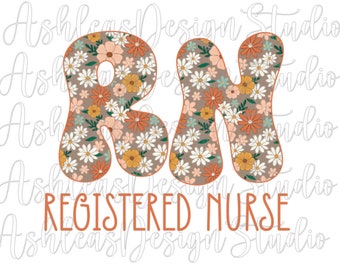 RN png RN svg infermiere registrato floreale download digitale
