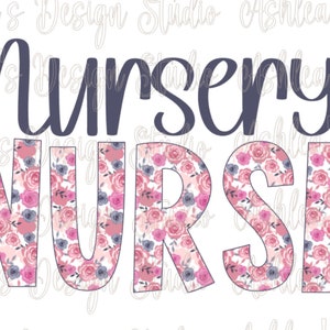 nursery nurse digital download RN png LPN svg floral nurse digital download