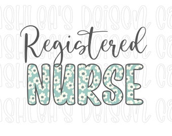 Infirmière autorisée Design floral bleu téléchargement numérique png et svg