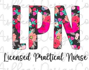 Enfermera práctica licenciada (LPN) png LPN svg descarga digital floral