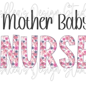 mother baby nurse design pink gray floral png and svg digital download