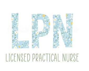 Enfermera práctica licenciada (LPN) png LPN svg rosa floral descarga digital