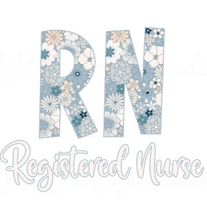 RN png RN svg infermiere registrato floreale download digitale