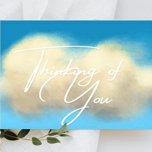 Carte de nuages en pensant à vous, carte de rétablissement, carte de deuil, carte d'empathie, carte d'encouragement, carte à imprimer