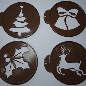 Christmas coffee stencils - Xmas gifts coffee/latte lovers - cake stencil - Hot chocolate  - café latte cappuccino  - personalised