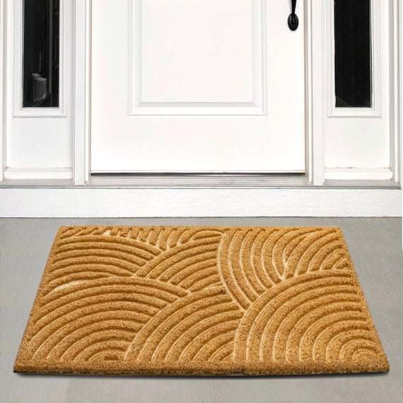 Embossed Door Mat Natural Coco Coir Non-slip Doormat for Home