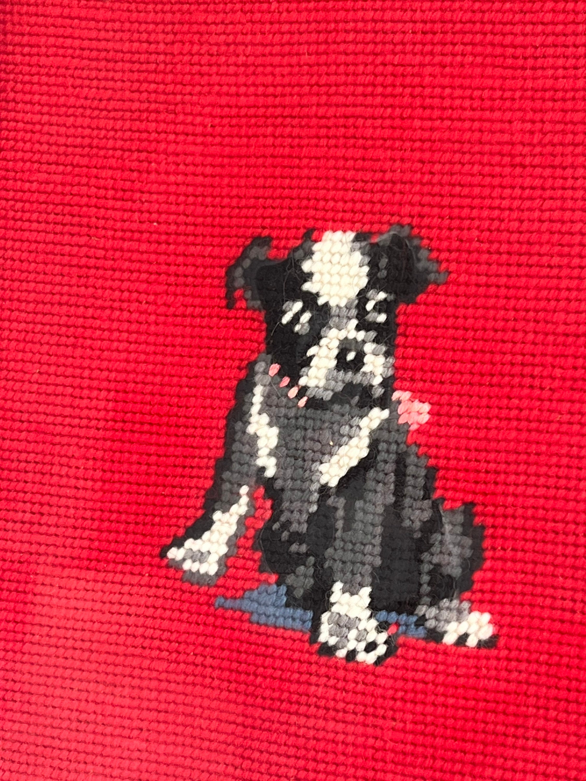 Vintage Dog Needlepoint Boxer Puppy on Red Background Etsy