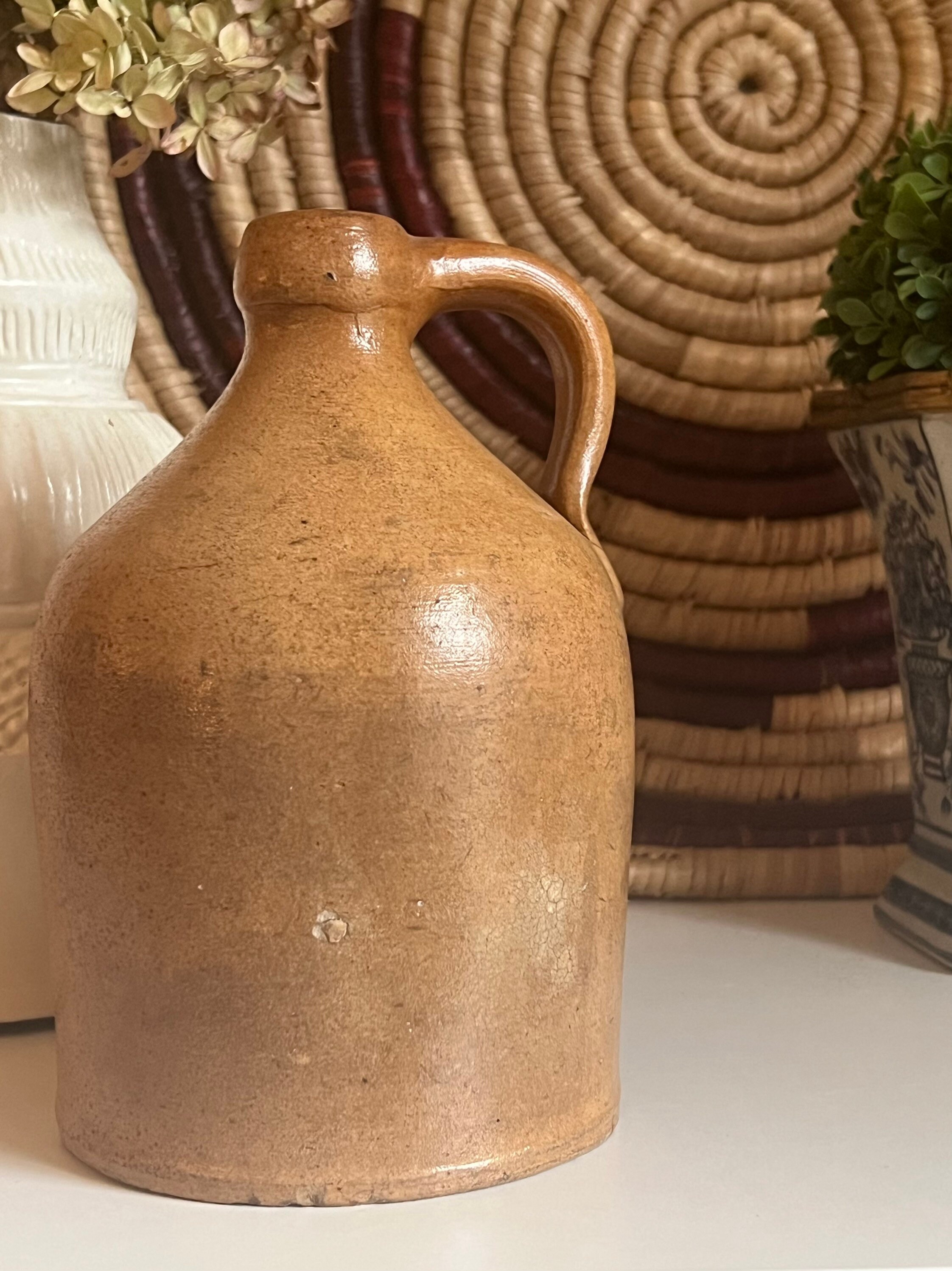 Antique Stoneware Jug With Handle Etsy